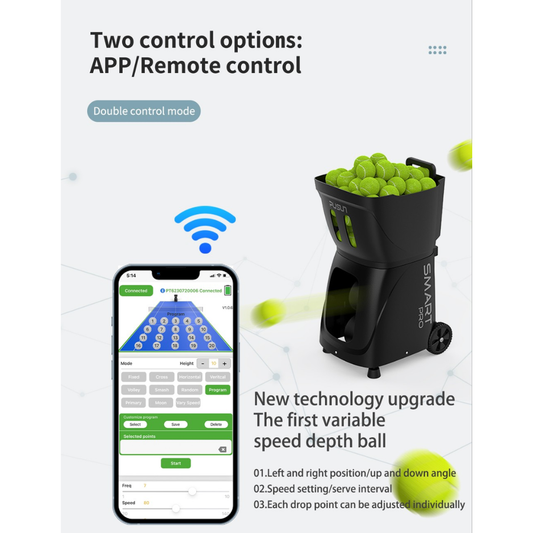 Pusun Smart PRO Tennis & Padel Ball Machine (Black)